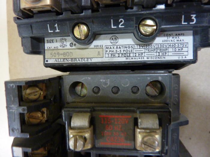 Used ALLEN BRADLEY Starter Size 1 509-BOD SER A W35 #55447
