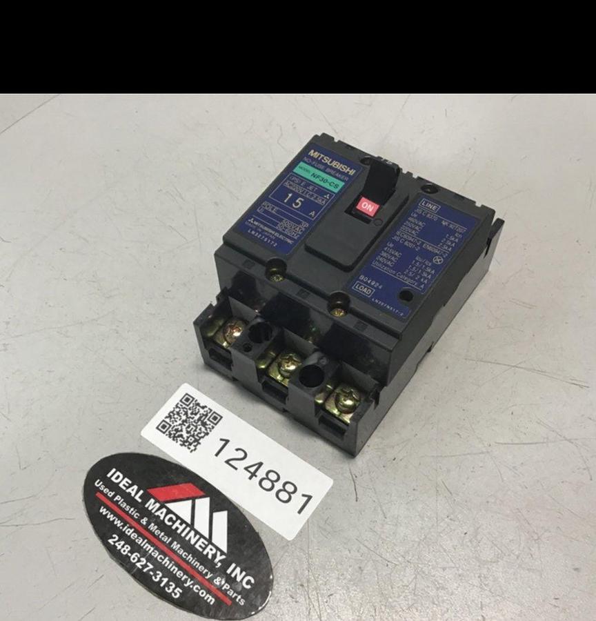 MITSUBISHI 15 Amp Circuit Breaker NF30-CS-15 USED