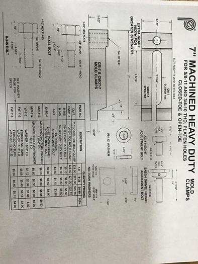 Used PPE 7 Inch Heavy Duty Machined Mold Clamp CMOT-7 #118872