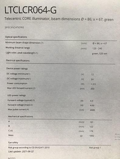 Used OPTO ENGINEERING Core Illuminator LTCLCR064-G #120196