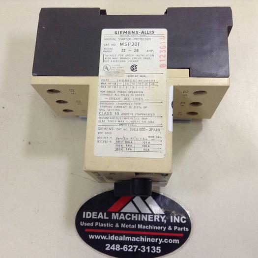 Used SIEMENS Manual Starter Protector MSP30T #74275