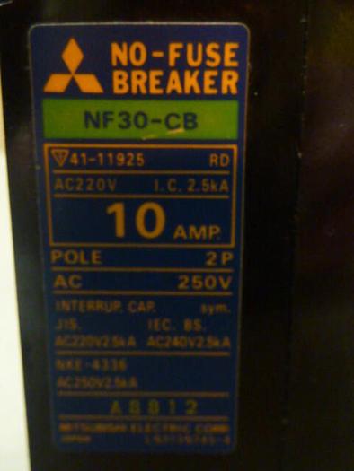 Used MITSUBISHI 10 Amp Circuit Breaker NF30-CB-10 #85606