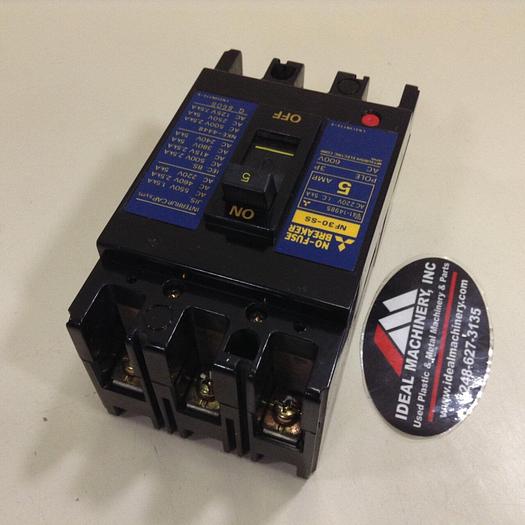 Used MITSUBISHI 5 Amp Circuit Breaker NF30-SS-5 #73056