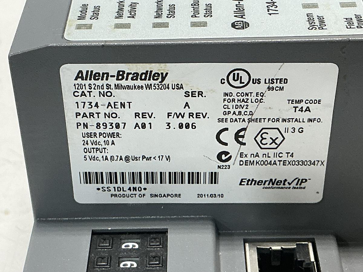 Used ALLEN BRADLEY 1734-AENT SER A