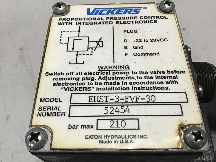 Used VICKERS Proportional Control Valve  EHST-3-FVF-30 Used #136698