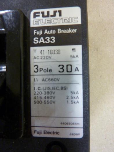 Used FUJI ELECTRIC 30 Amp Auto Circuit Breaker SA33-30 #61179