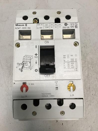 Used MOELLER 80 Amp Circuit Breaker NZM7-80N-NA #136076