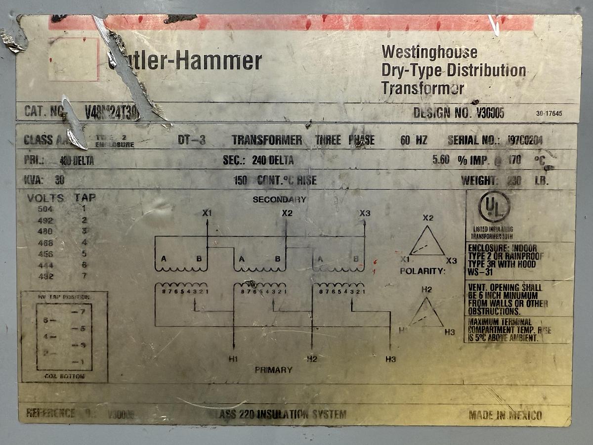 Used CUTLER HAMMER V48M24T30EE
