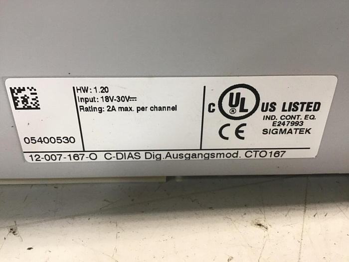 Used DNL / RETURN / New Entry Made / SIGMATEK Module 12-007-167-O CTO167 USED