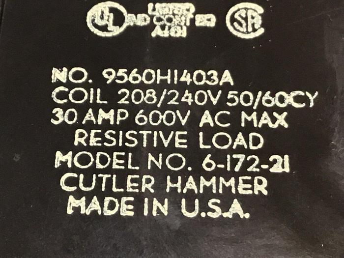 Used CUTLER HAMMER Contactor 9560H1403A #128825