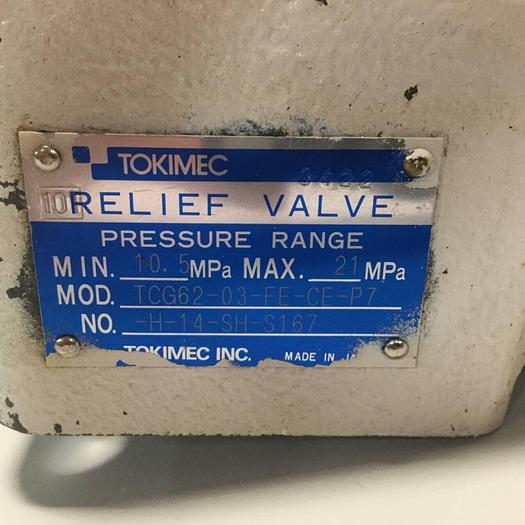 Used TOKIMEC Relief Valve TCG62-03-FE-CE-P7-H-14-SH-S167 #95407