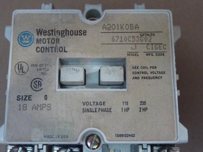 Used WESTINGHOUSE Contactor A201K0BA #32899