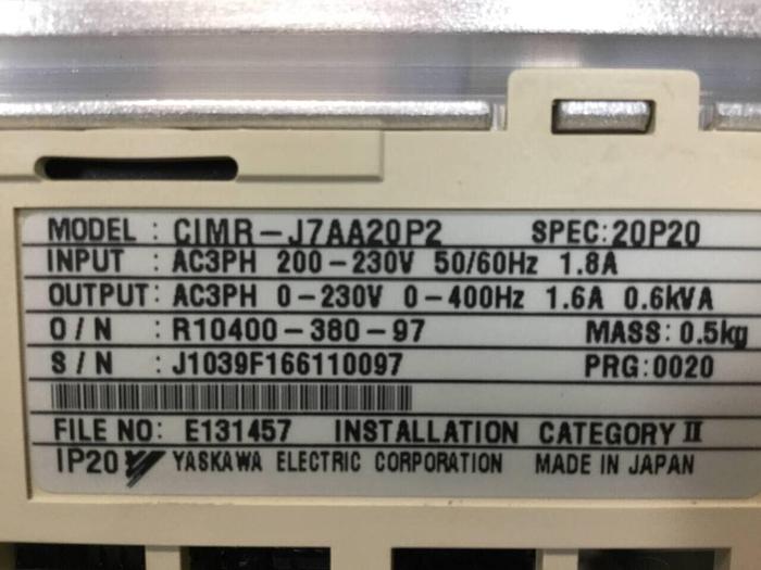 Used YASKAWA VS Mini J7 Drive CIMR-J7AA20P2 #98530