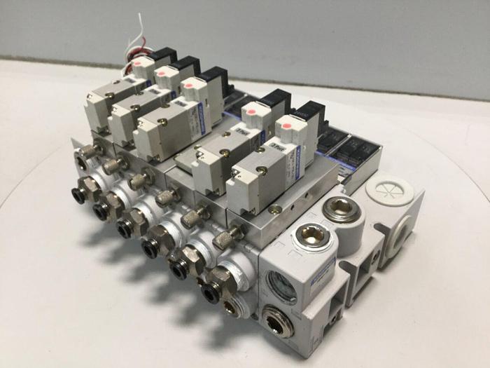 Used KOGANEI Manifold w/ Valves PBM6P-9W #104865