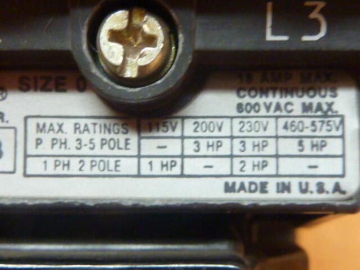 Used ALLEN BRADLEY Starter Size 0 509-AOD SER B W36 #34728