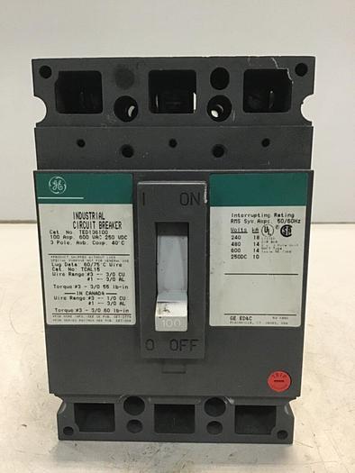 Used GE 100 Amp Breaker TED136100 / DISCONNECT #143607