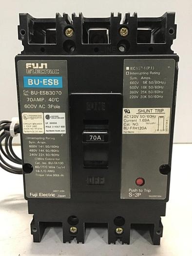 Used FUJI ELECTRIC 70 Amp Circuit Breaker BU-ESB3070 #127456