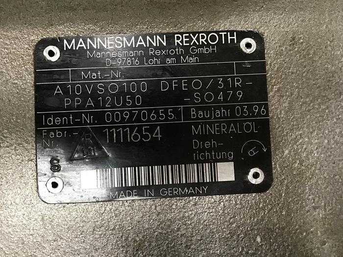 Used Rexroth Pump A10VSO100DFEO/31RPPA12U50 Used #139245