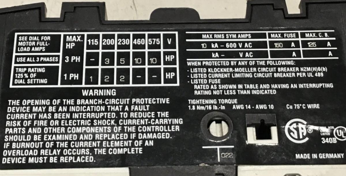 Used MOELLER Motor Circuit Breaker PKZM0-16 USED
