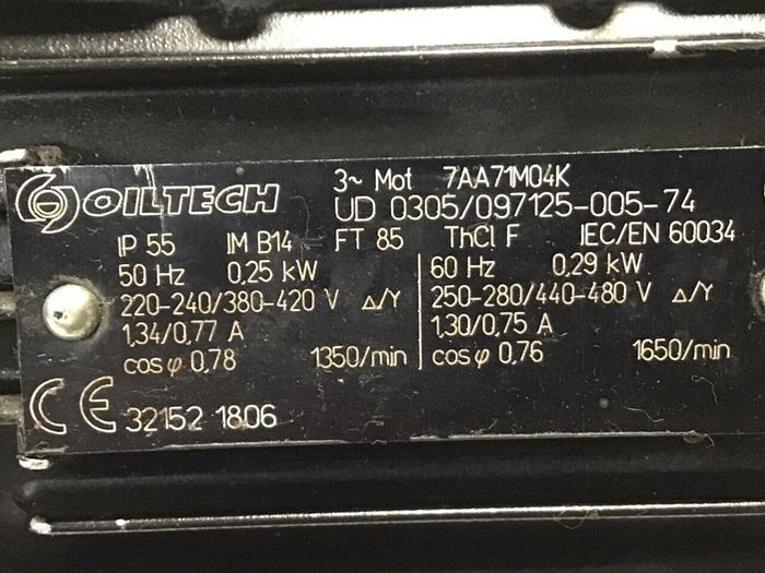Used OILTECH Motor UD 0305-097125-005-74 Used