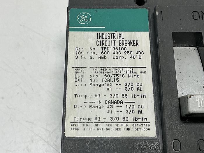 Used GENERAL ELECTRIC TED136100