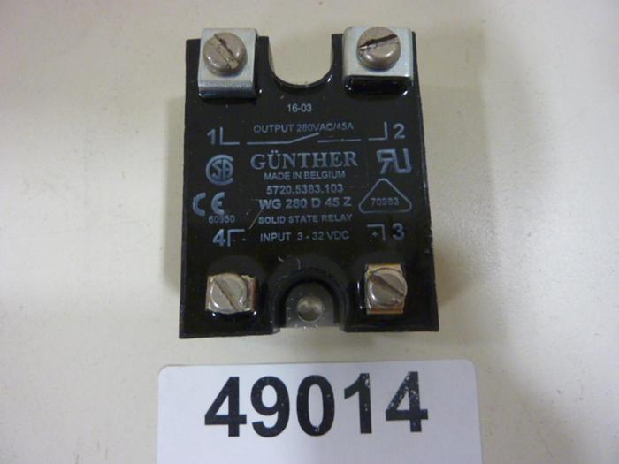 Used GUNTHER Solid State Relay WG 280 D 45 Z #49014