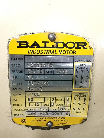 Used BALDOR 40 HP Motor 42E95X18 Used