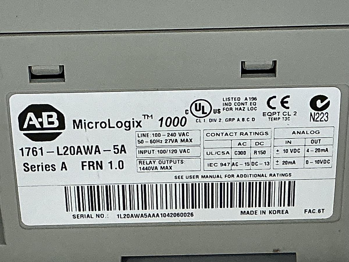 Used ALLEN BRADLEY 1761-L20AWA-54 CONTROLLER USED