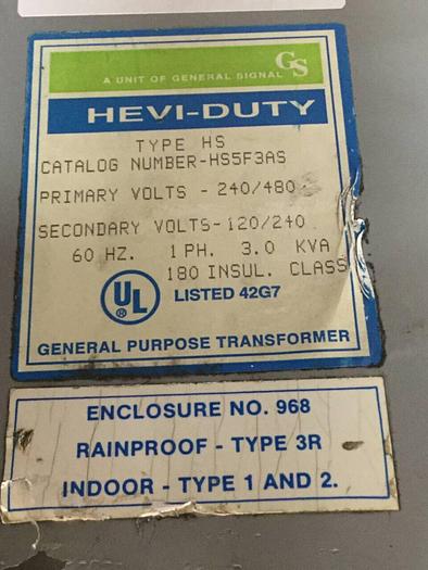 Used EGS 3 kVA Transformer HS5F3AS #96807