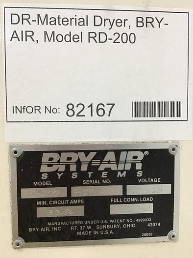 Used BRY AIR Desiccant Dryer RD-200 Used