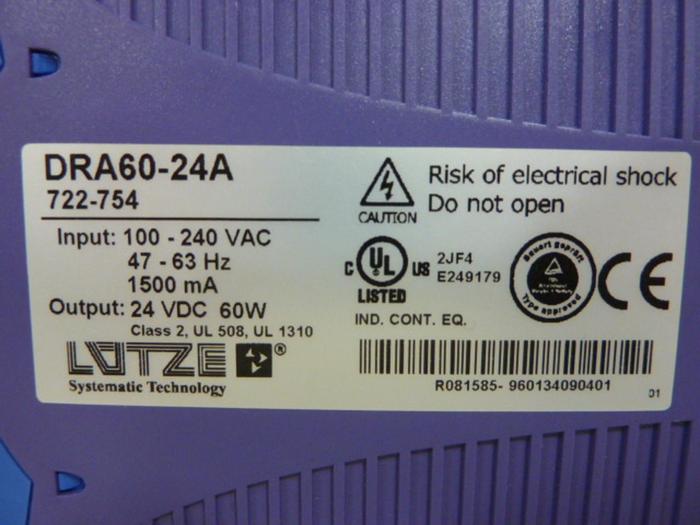 Used LUTZE Power Supply DRA60-24A #53436