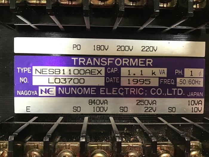 Used NUNOME ELECTRIC 840 VA Transformer NESB1100AEX #134429