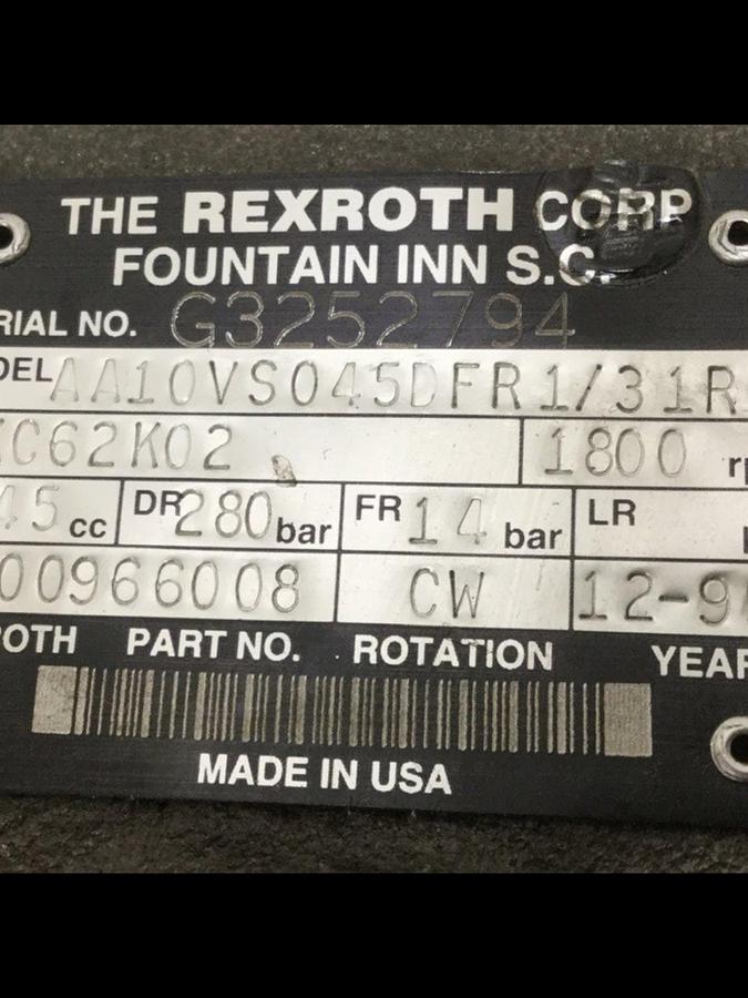Used REXROTH Pump AA10VS045DFR131RPKC62K02 #106127
