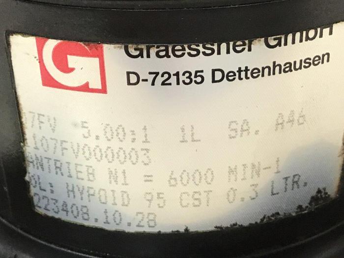 Used GRAESSNER GMBH Right Angle Gearbox 107FV000003 #133655
