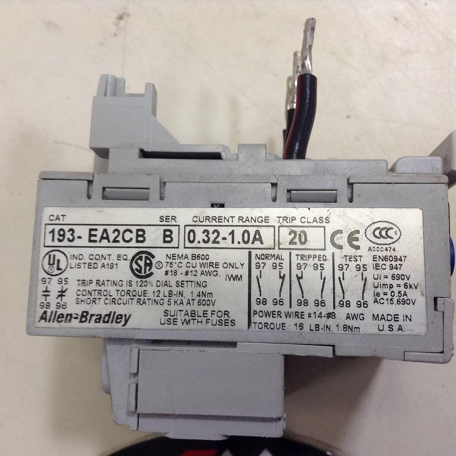 Used ALLEN BRADLEY Overload Relay 193-EA2CB SER B Used