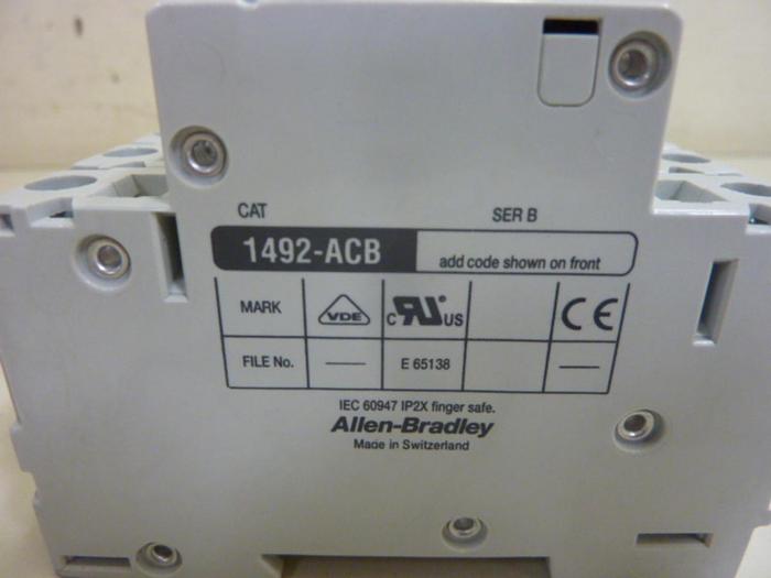 Used ALLEN BRADLEY 10 Amp Circuit Breaker 1492-CB3/G100 SER C #63782