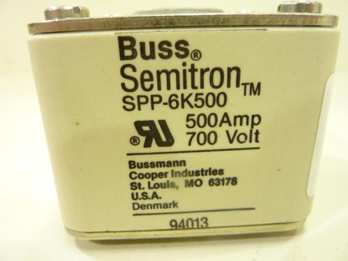 Used BUSSMANN 500 Amp Semiconductor Fuse SPP-6K500 #43065