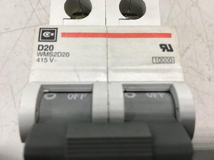 Used CUTLER HAMMER 20 Amp Breaker D20 WMS2D20 Used