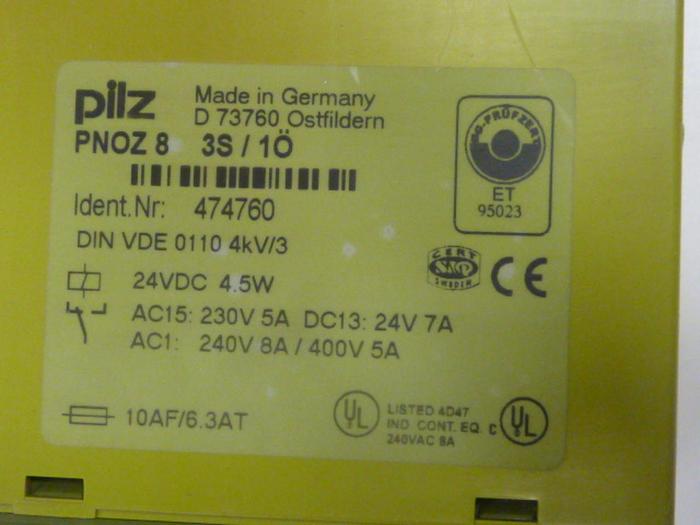 Used PILZ Safety Relay PNOZ83S/1O #49036