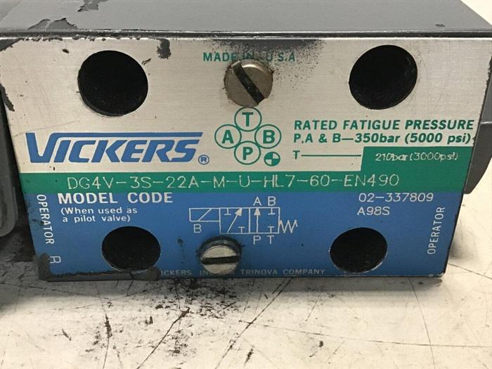 Used VICKERS Directional Hydraulic Valve DG4V322AMUHL760 Used