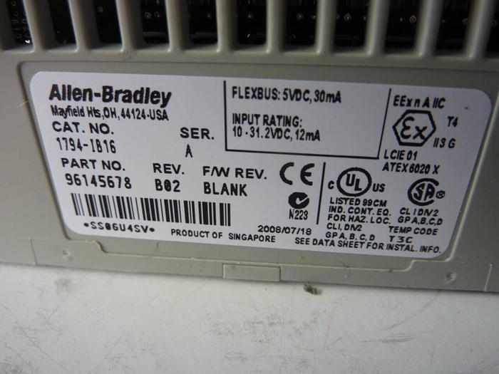 Used ALLEN BRADLEY Input Module 1794-IB16 SER A #50508