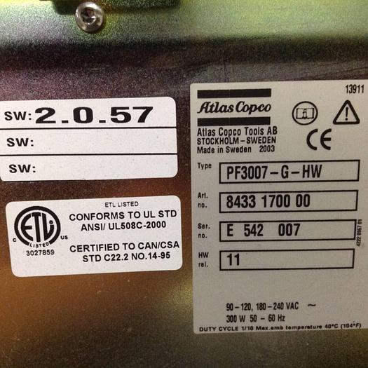 Used ATLAS COPCO Control PF3007-G-HW #77292