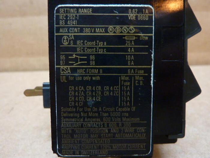 Used GENERAL ELECTRIC / GE Overload Relay CR 4 G1 WF #27636