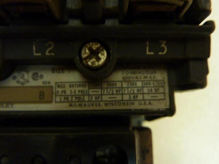 Used ALLEN BRADLEY Motor Starter Size 1 505V-BOD SER B #29563
