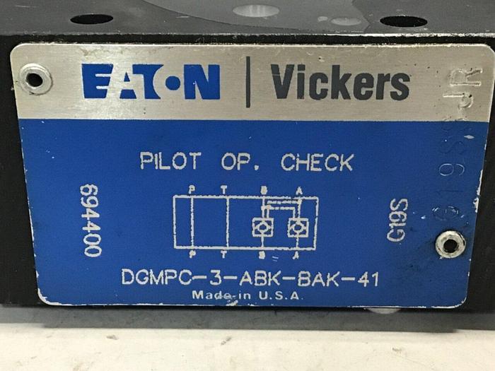 Used VICKERS Pilot Operated Check Valve DGMPC3ABKBAK41 #132061
