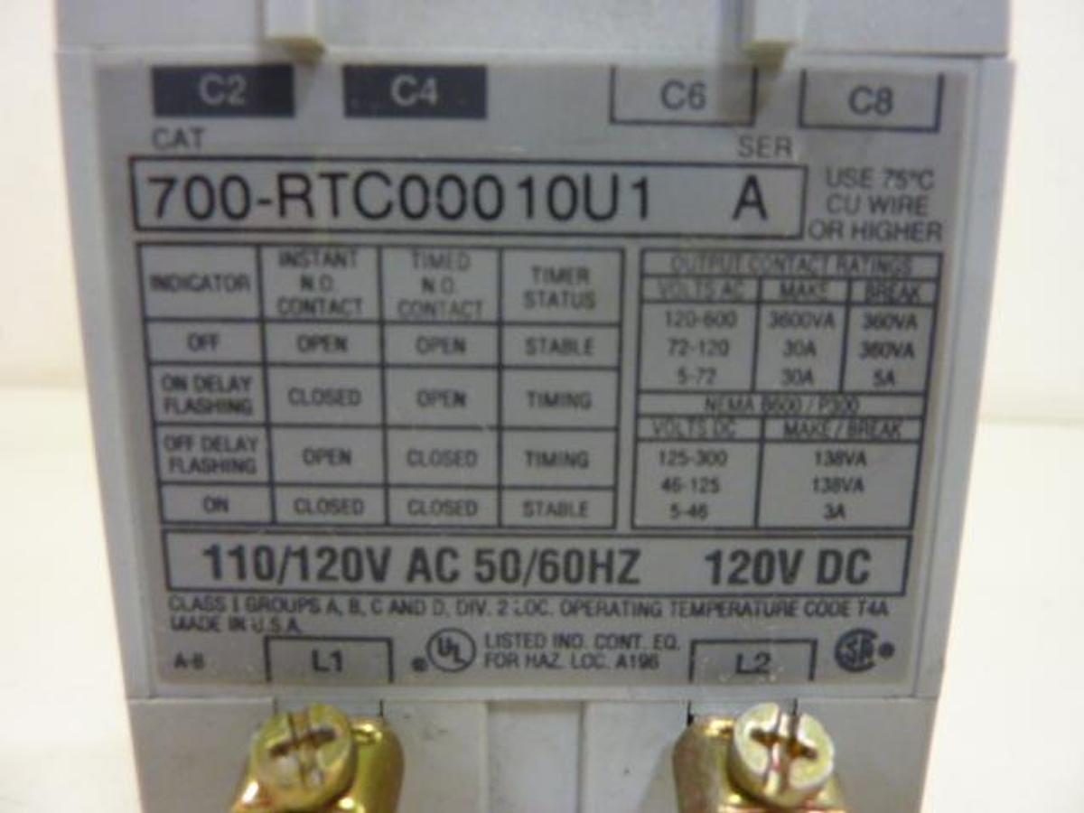 Used ALLEN BRADLEY Solid State Timer 700-RTC00010U1 SER A Used