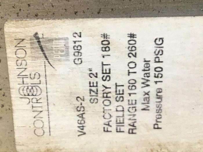 Used JOHNSON CONTROLS Regulator Valve CST27-1P #126035