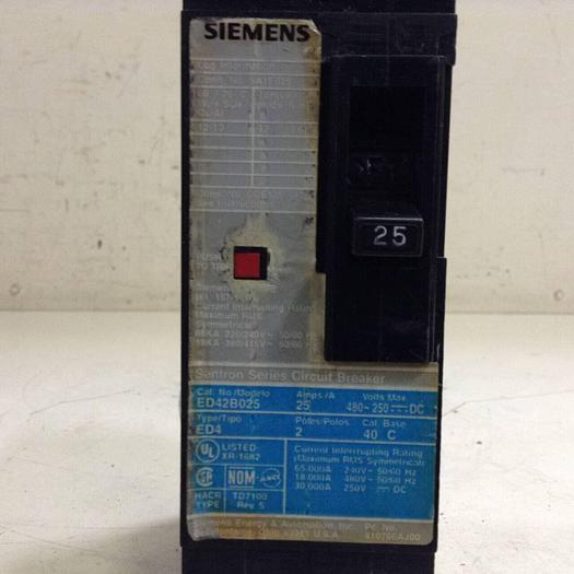Used SIEMENS 25 Amp Circuit Breaker ED42B025 #93884