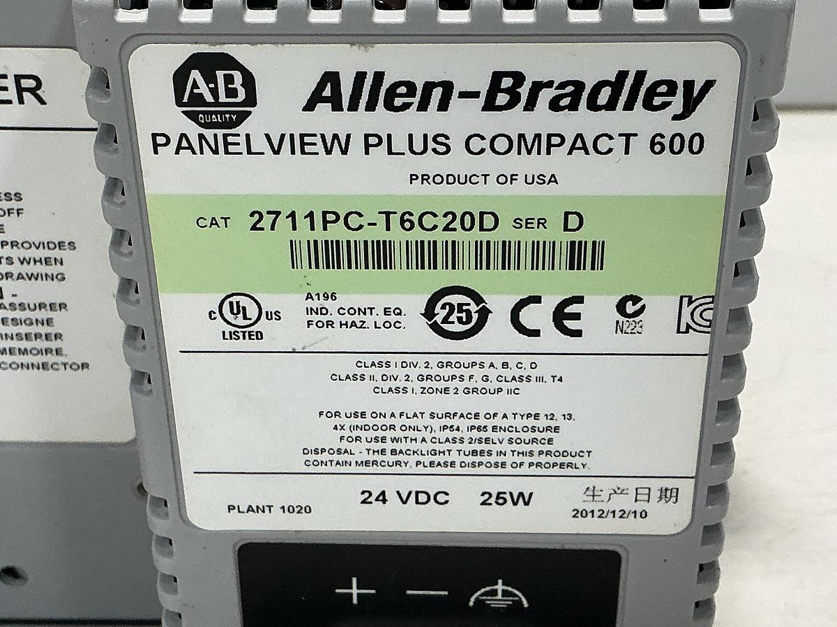 Used ALLEN BRADLEY 2711PC-T6C20D