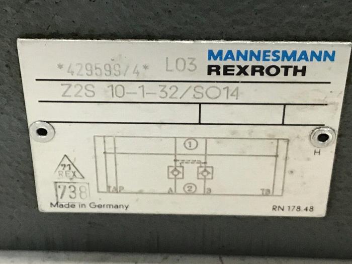 Used MANNESMANN REXROTH Valve Z2S10132SO14 #80832